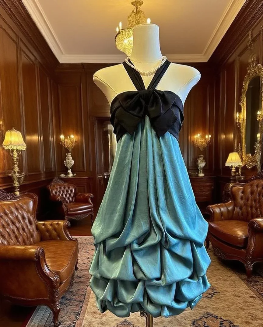 Vintage Halter Satin Pleated Short Prom Dress Formal Homecoming Dress D268