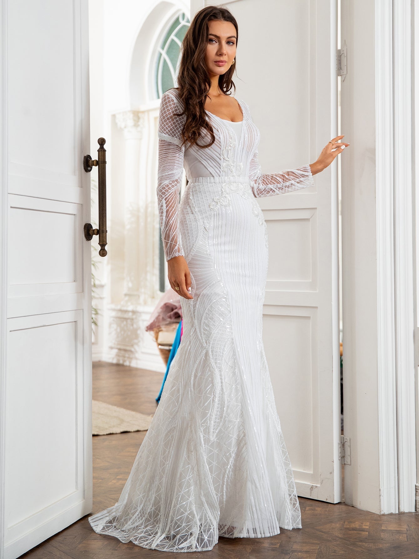 Pink Luxury Evening Dress With Sequins - Fashionpara