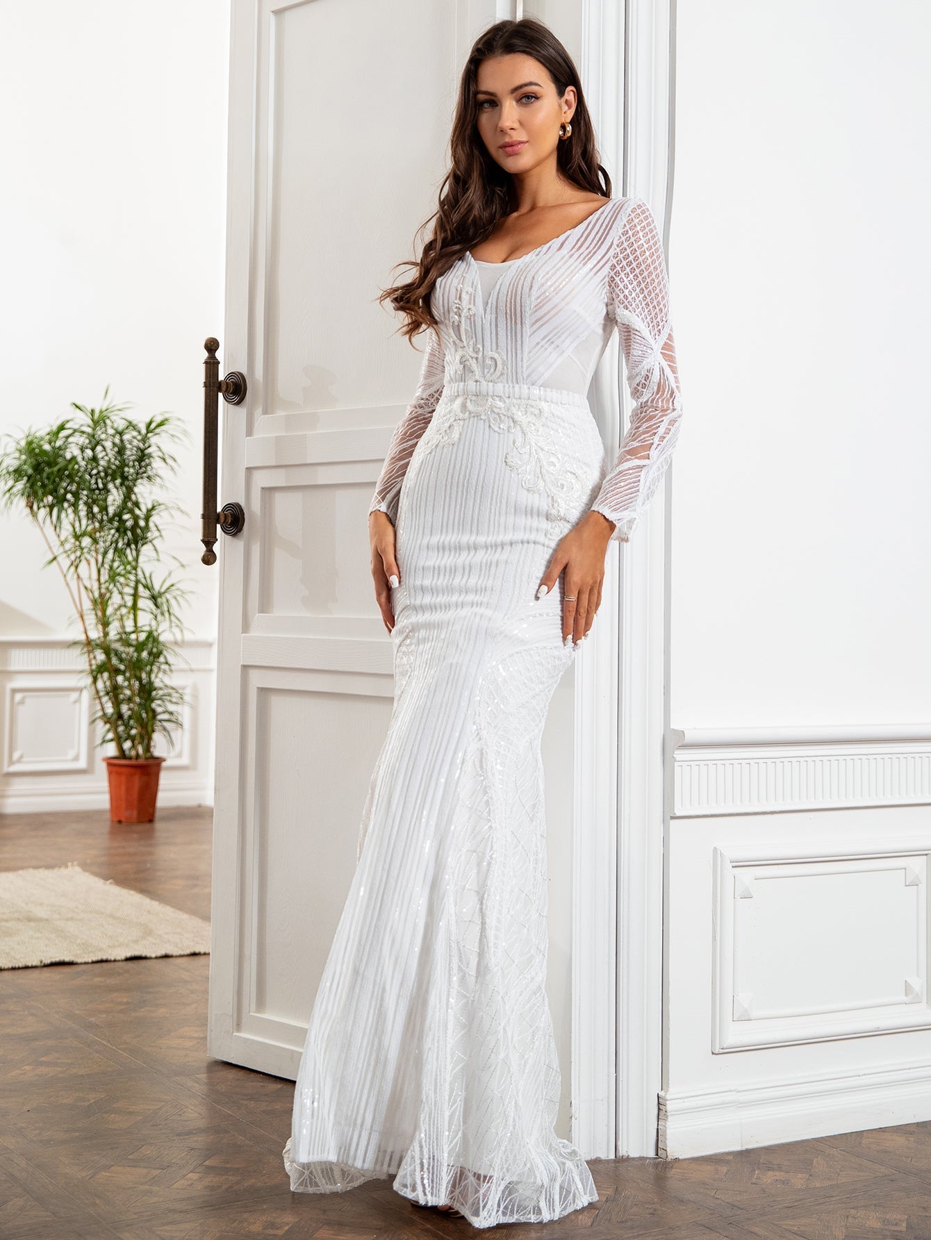 Pink Luxury Evening Dress With Sequins - Fashionpara