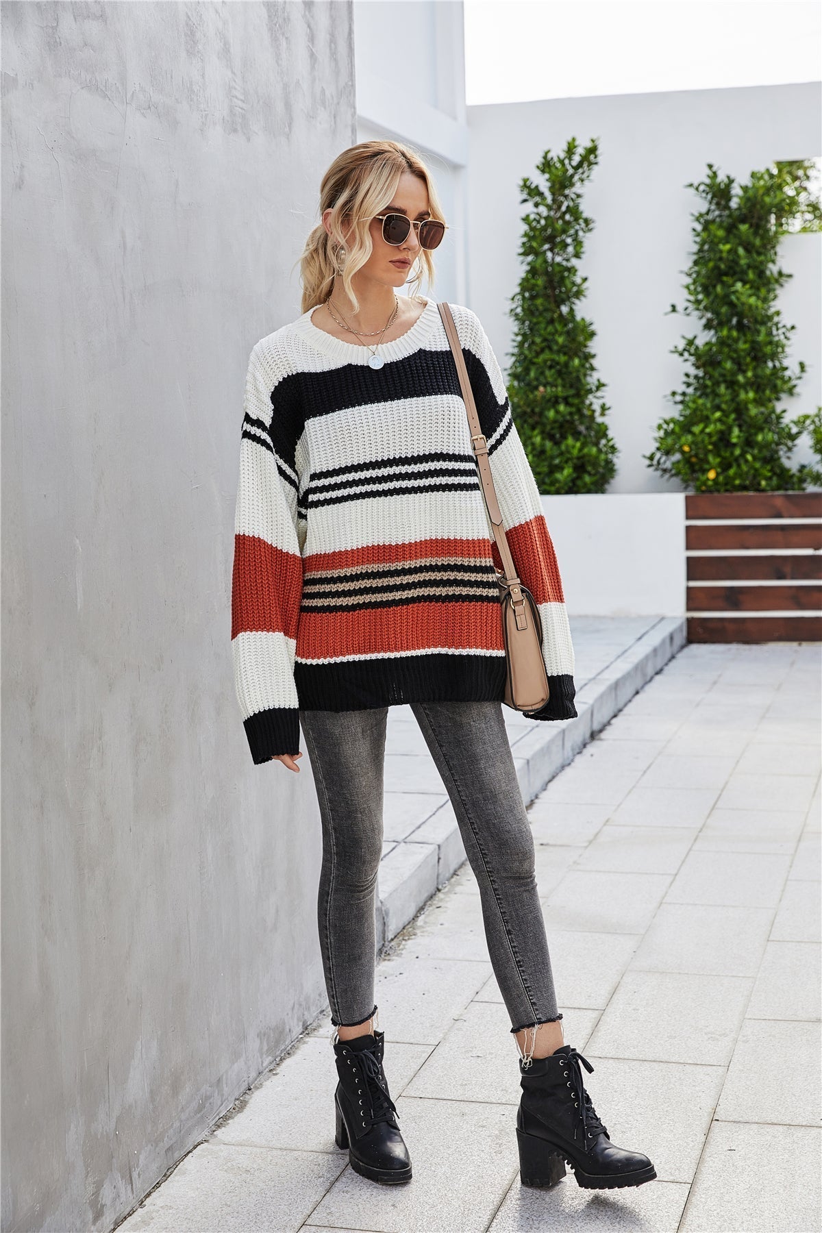 RadyRin Cozy Loose Knit Pullover Sweater for Effortless Style