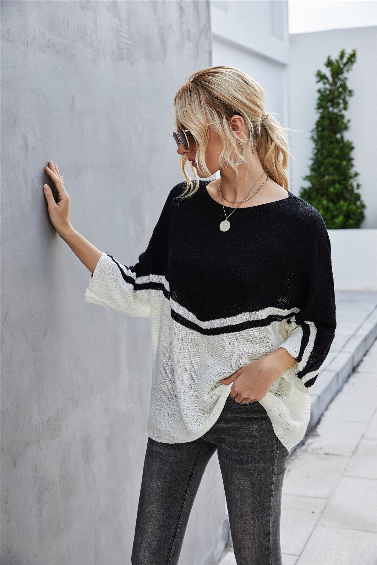 RadyRin Bat Sleeve Knit Sweater in Large Size - Chic Comfort