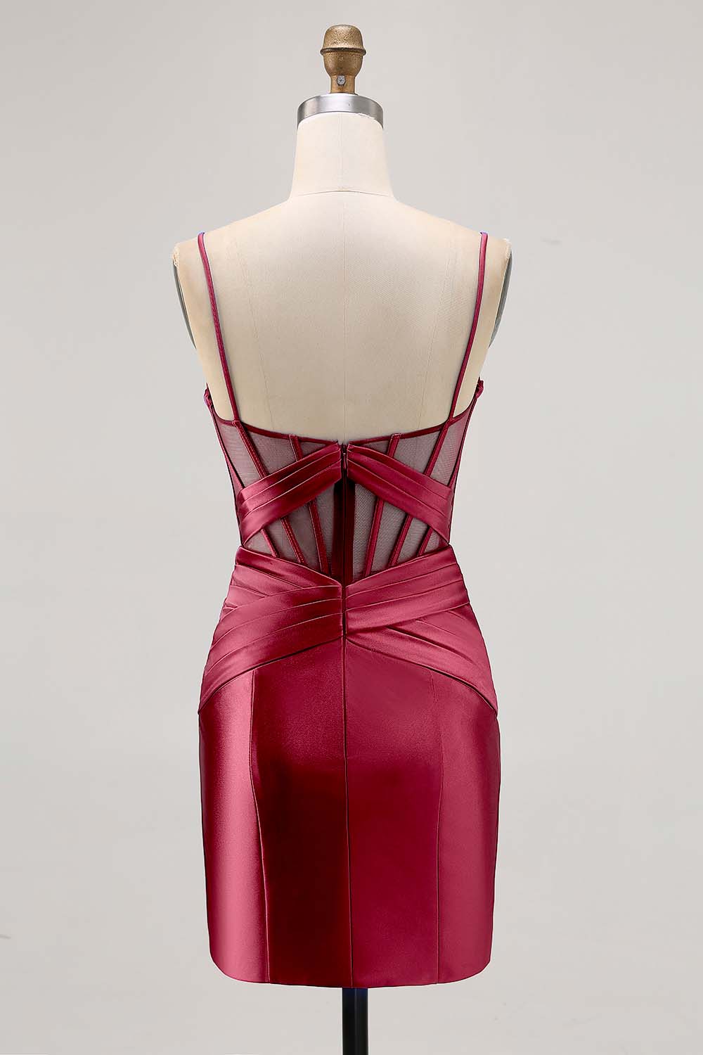 Royal Blue Satin Tight Ruched Corset Short Homecoming Dress with Slit