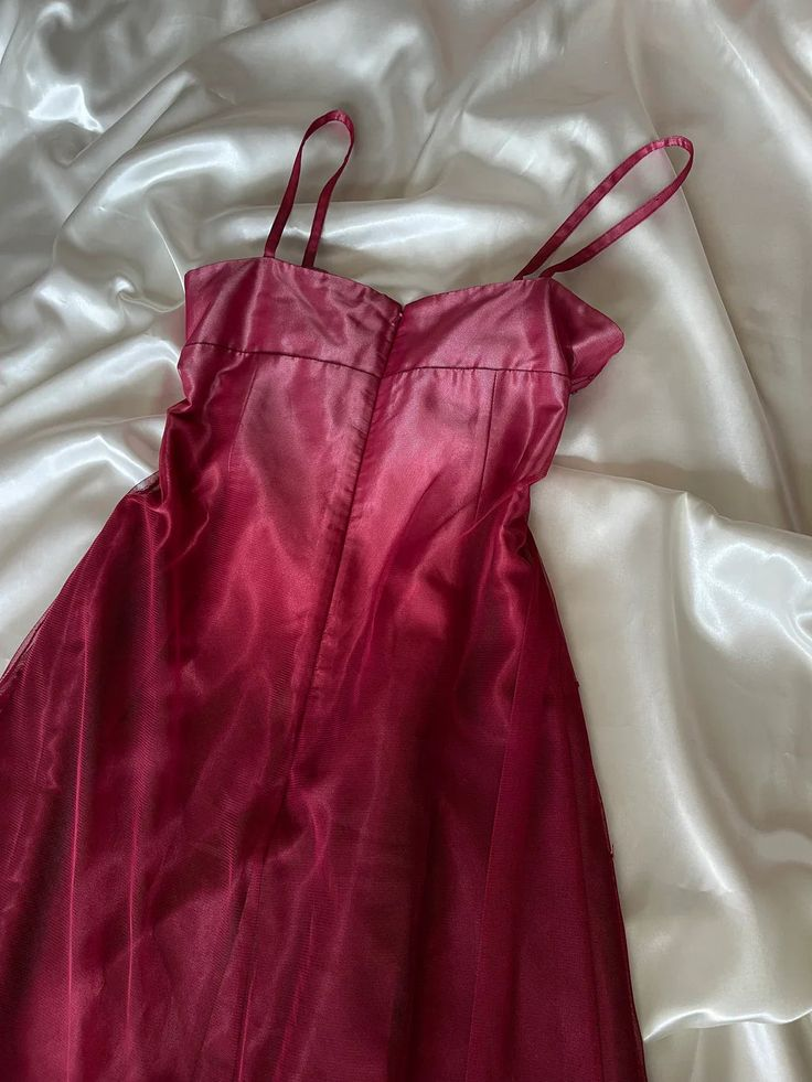 Pretty Spaghetti Straps Ombre Hot Pink Satin Beaded A Line Long Evening Dress Birthday Party Dress D1534