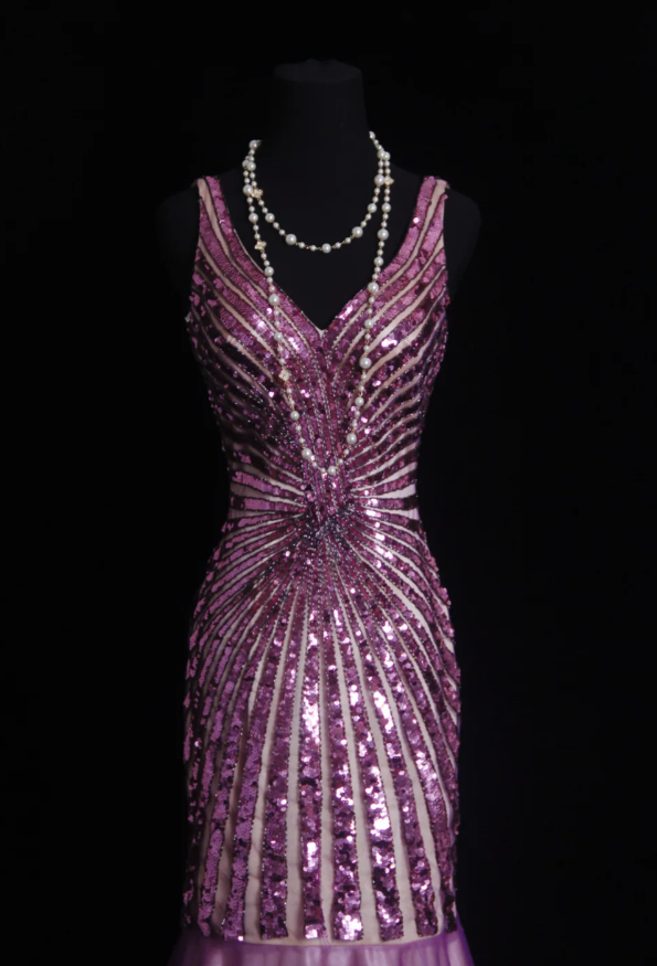 Sparkly V NecK Purple Tulle Sequin Mermaid Evening Dress Long Party Gown D1158