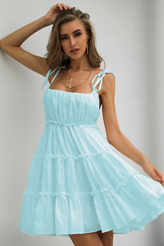 Baby Blue Spaghetti Straps A-Line Party Homecoming Dresses Fashionpara