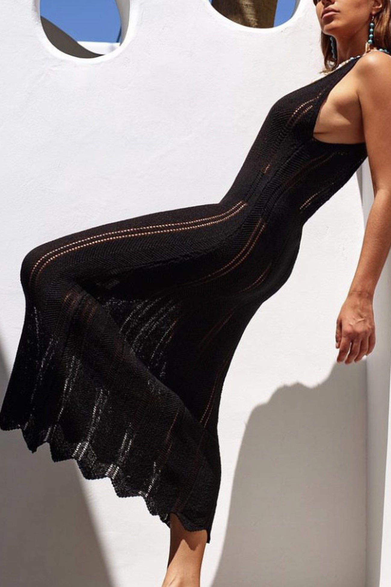 Backless Hollow Out Knit Tank Dress