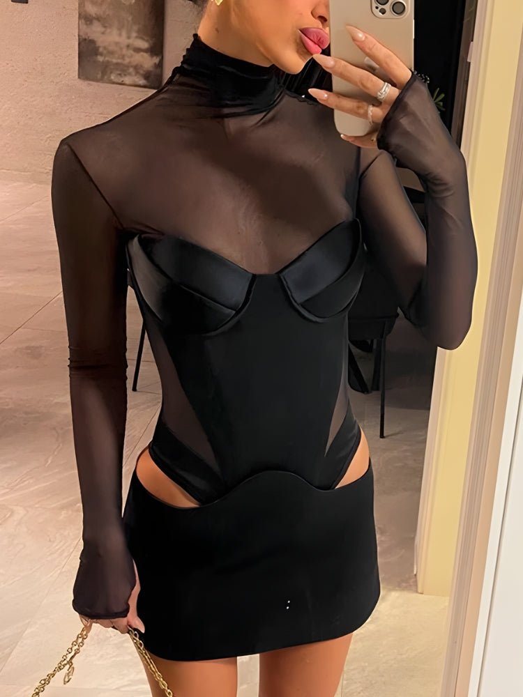 Baddie Cut Out Sheer Mini Dress - View 3