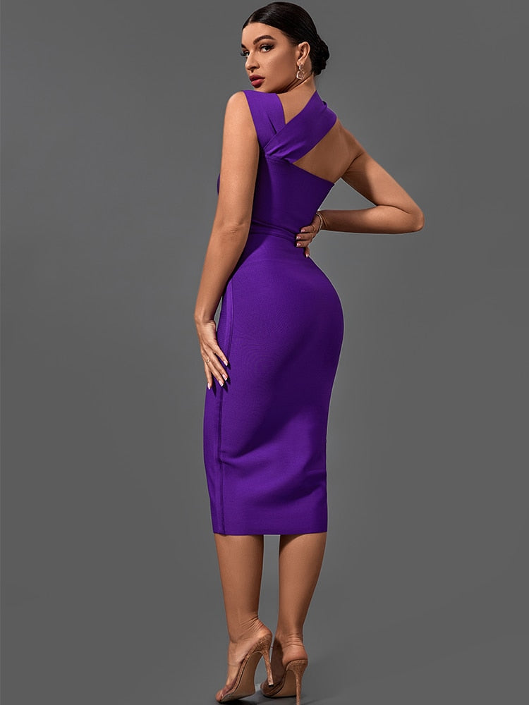 One-Shoulder Cut-Out Bandage Bodycon Midi Dress 6