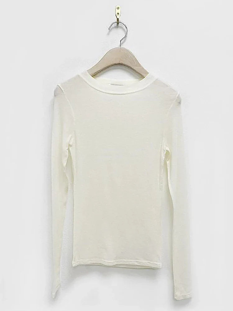 Basic Summer Breathable Long Sleeve Thin Knit Top