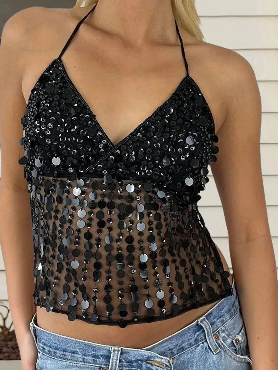 Beaded Backless Top - Fashionpara