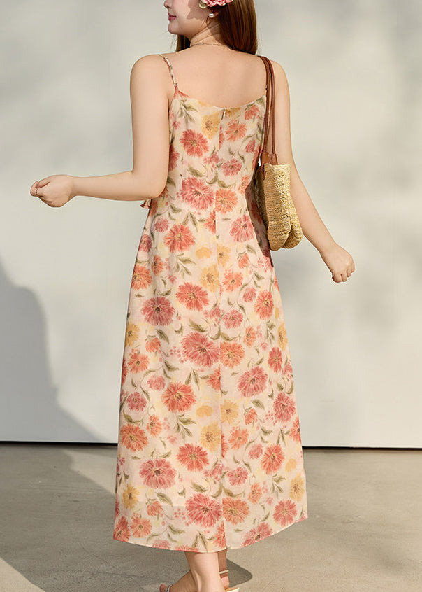 Floral Spaghetti Strap Ruffle A-Line Midi Summer Dress - View 5