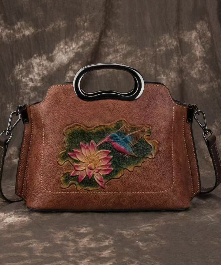 Tote Embossed Handbag Beautiful Calf Versatile Leather Red