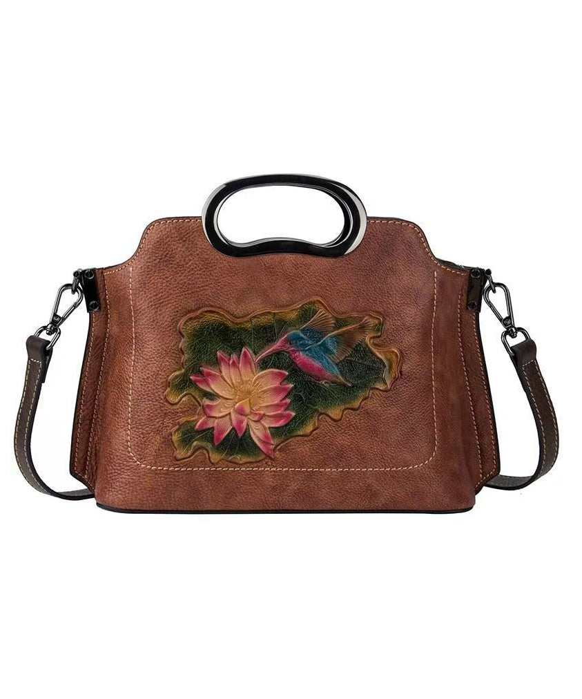 Tote Embossed Handbag Beautiful Calf Versatile Leather Red