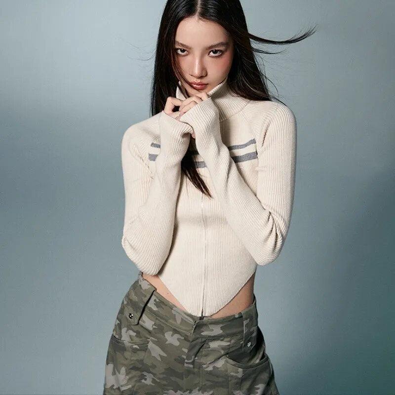 Belted Back Turtleneck Cropped Cardigan 3