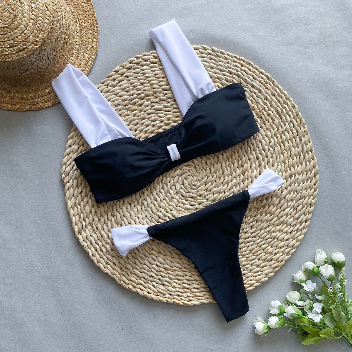 Bikini Bikini Leopard Print Tube Top Sexy Split Women Swimsuit Swimsuit - Fashionpara