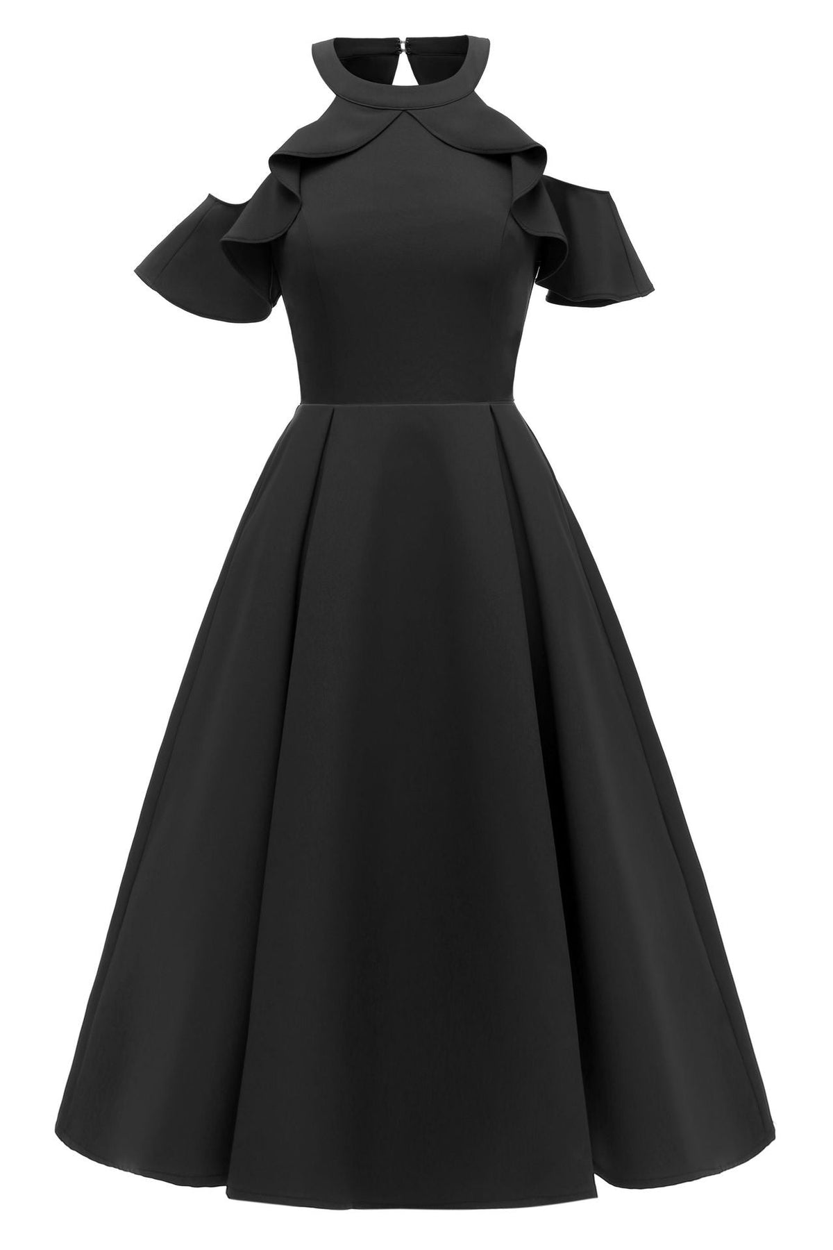 Cold-Shoulder Ruffle Fit-and-Flare A-Line Midi Dress 2