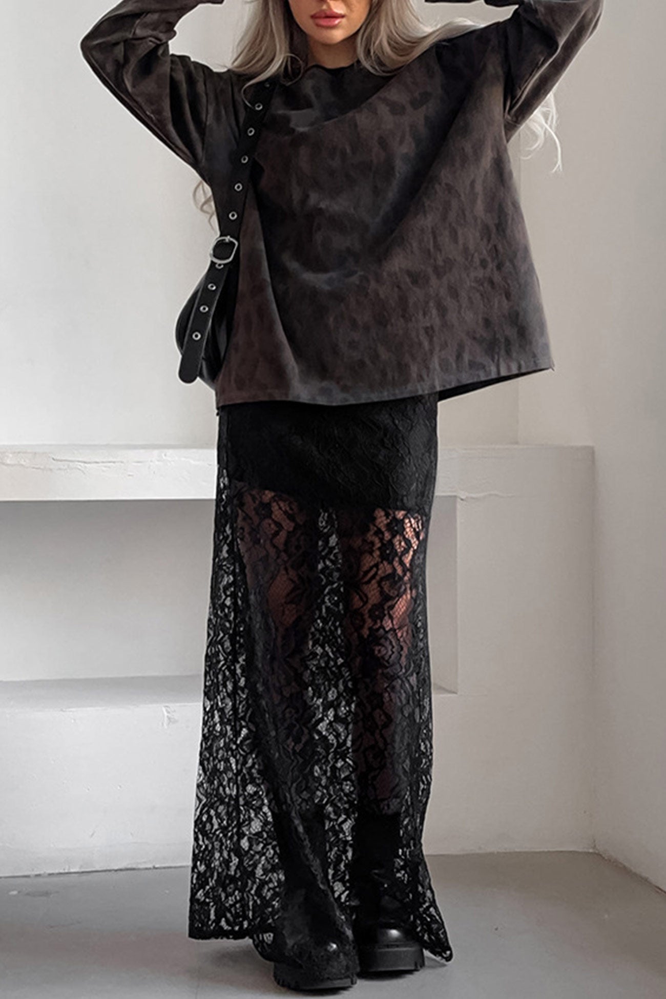 Black Lace Midi Skirt