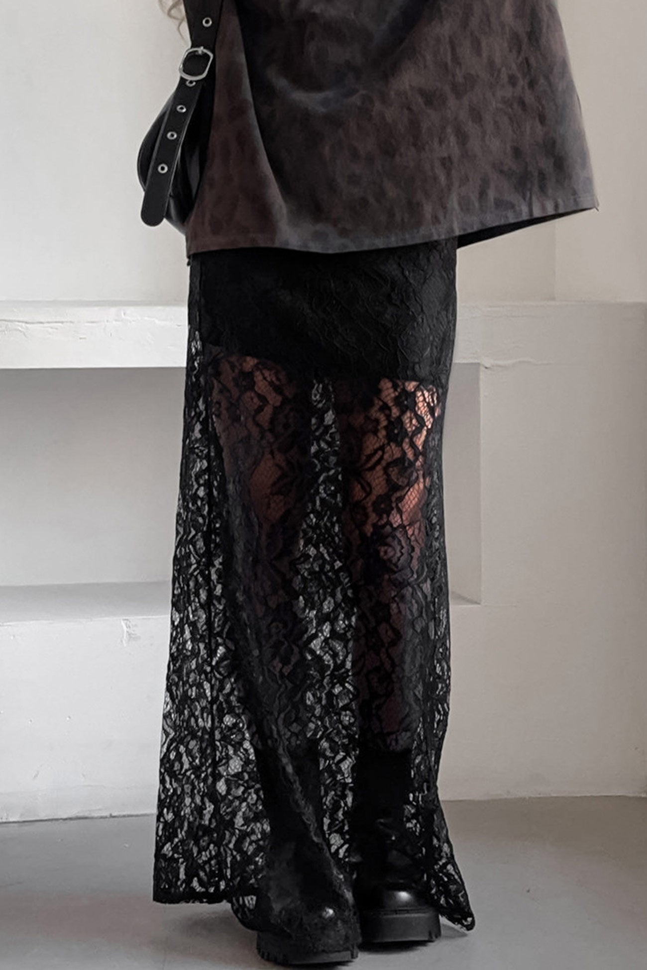 Black Lace Midi Skirt