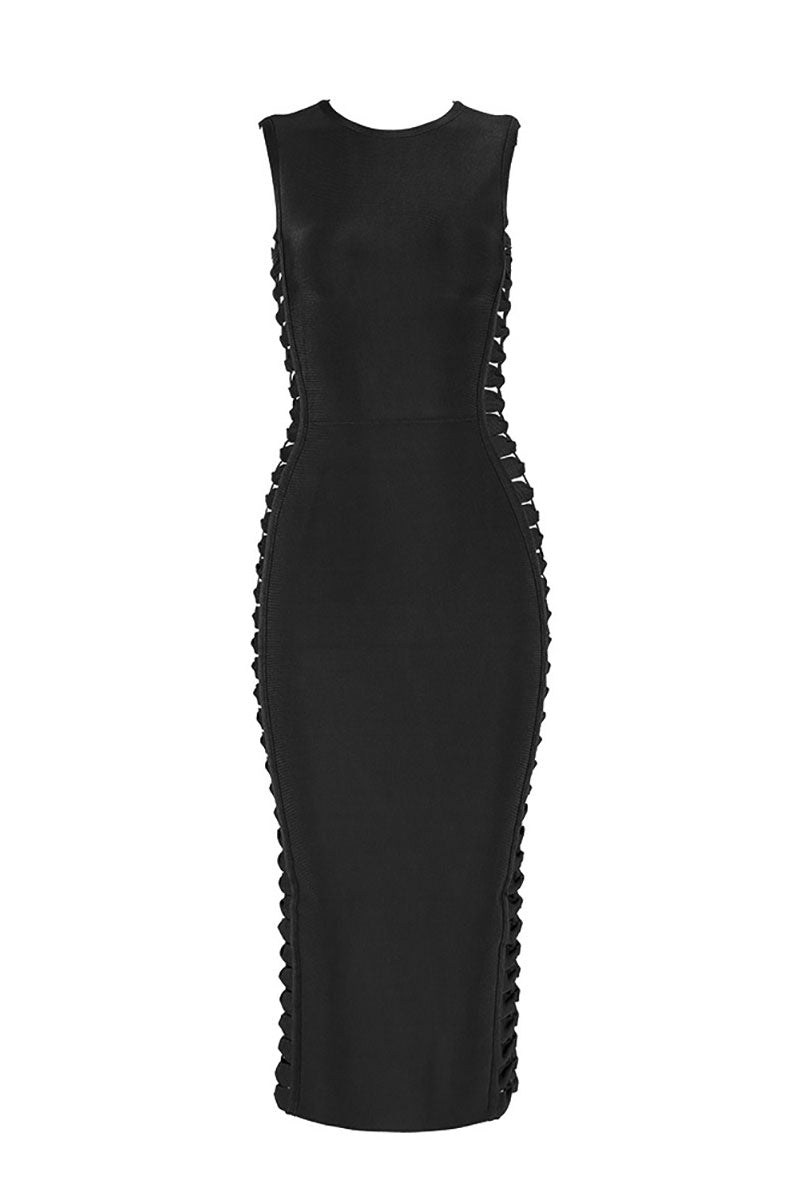 Black Sleeveless Cut Out Bandage Dress