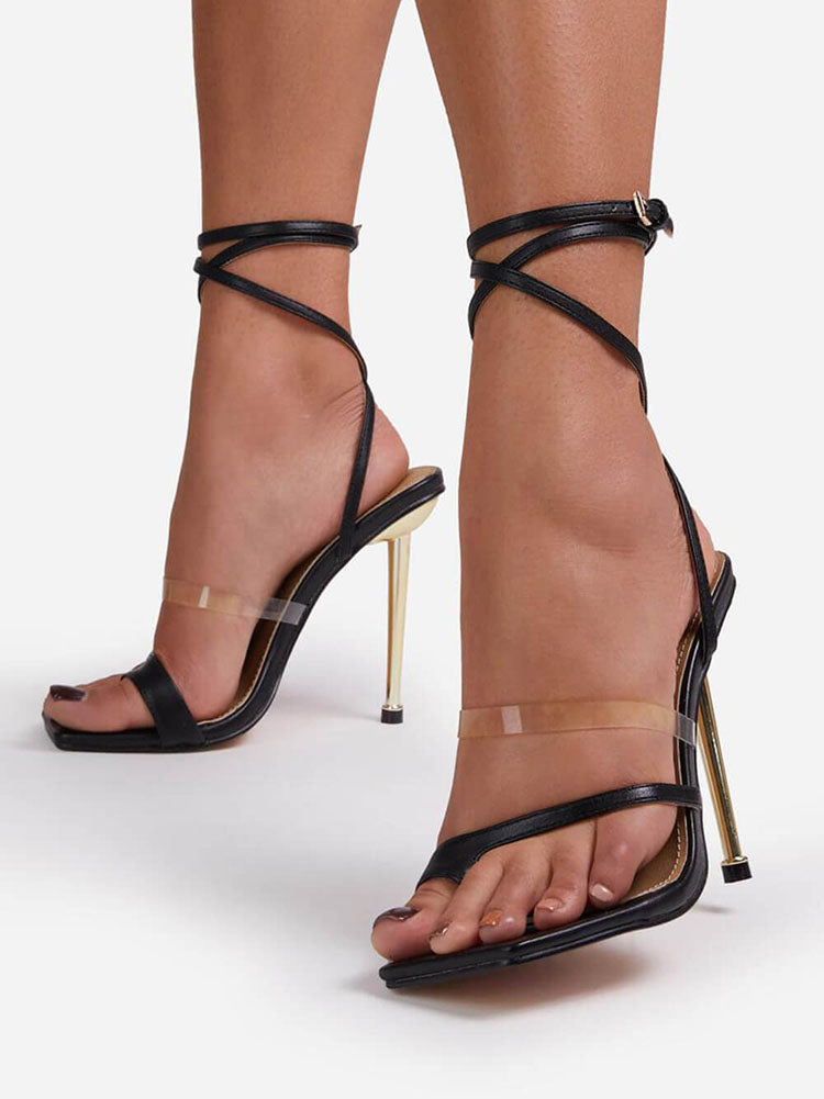 Square Toe Ankle Strap Heels