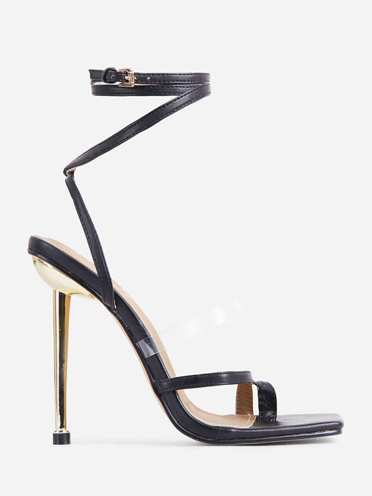 Square Toe Ankle Strap Heels