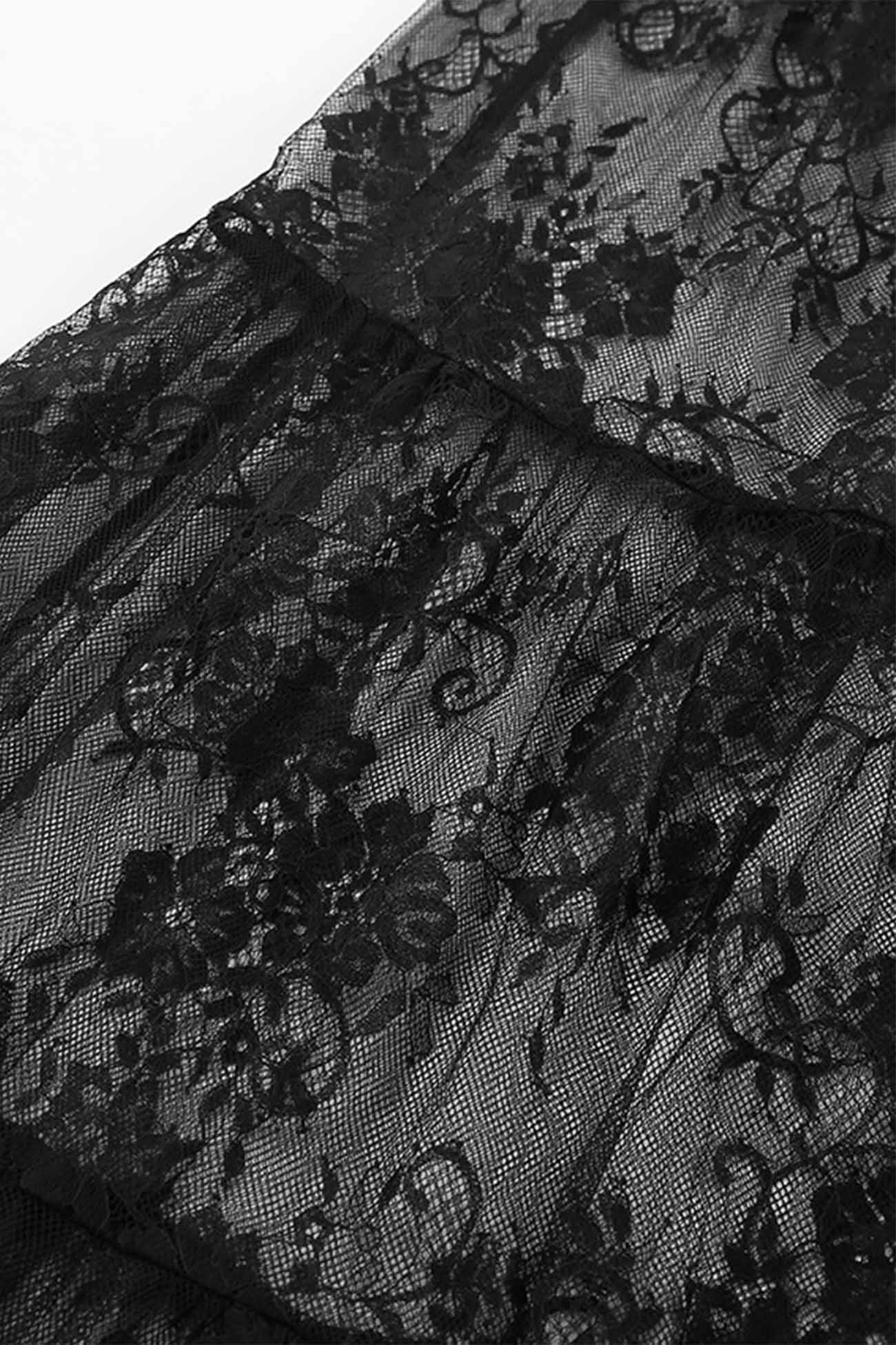 Black Floral Sheer Lace Skirt