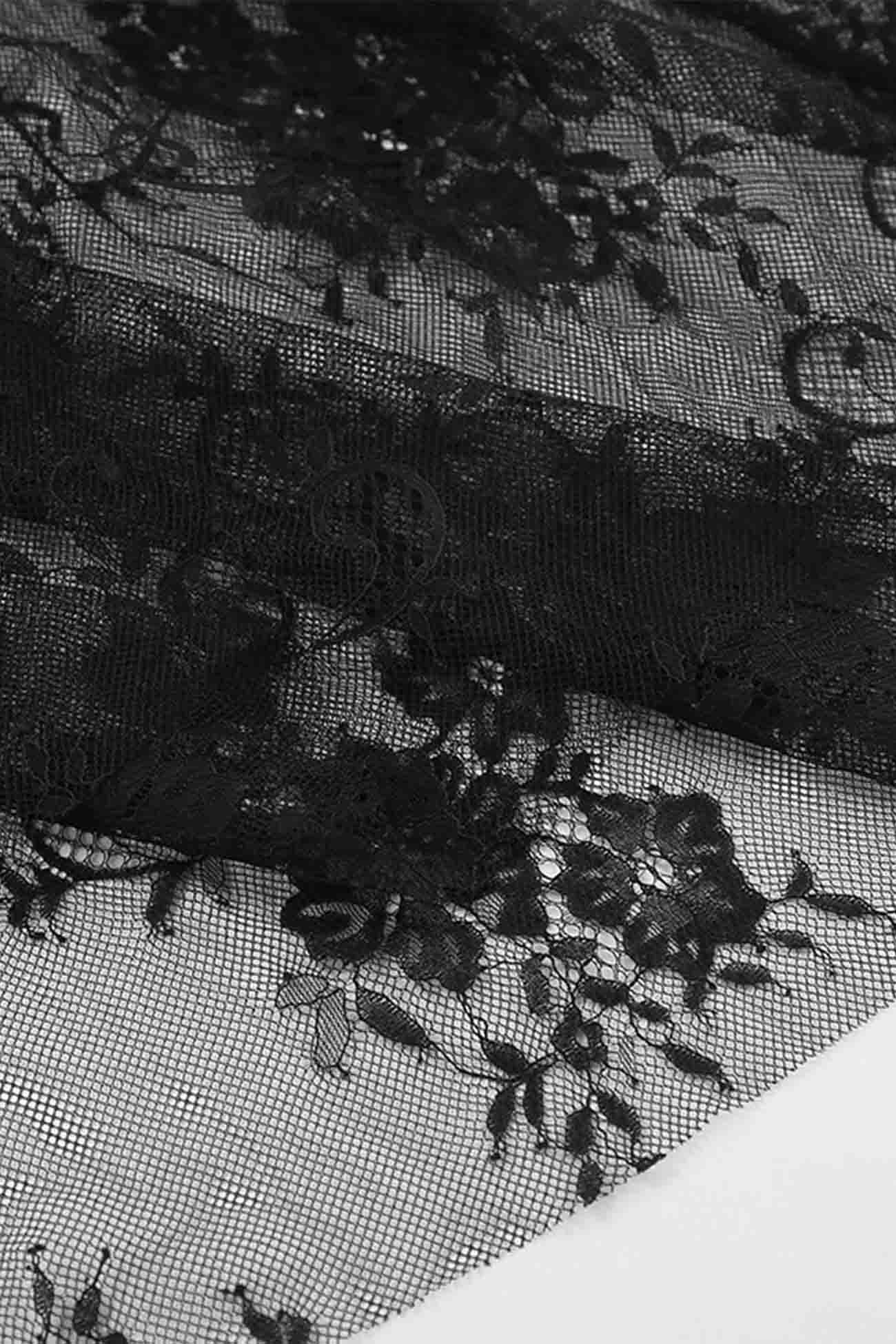 Black Floral Sheer Lace Skirt