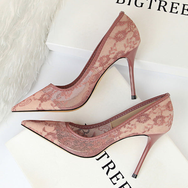 Lace Stiletto Heels Pointed-toe Shoes