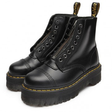 Black Platform Zipper Short Boots - Mislish