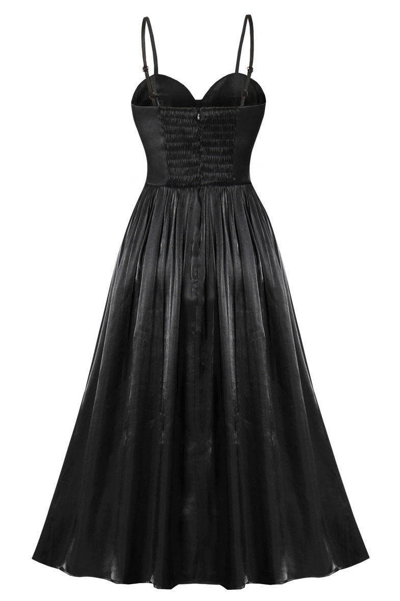 Black Spaghetti Straps A-Line Prom Gown Evening Dress Fashionpara