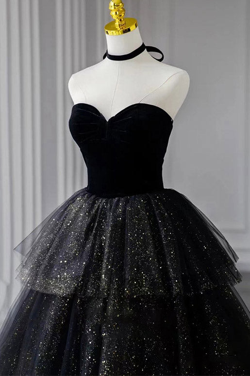Glitter Tulle Sweetheart Strapless Tiered Ball Gown