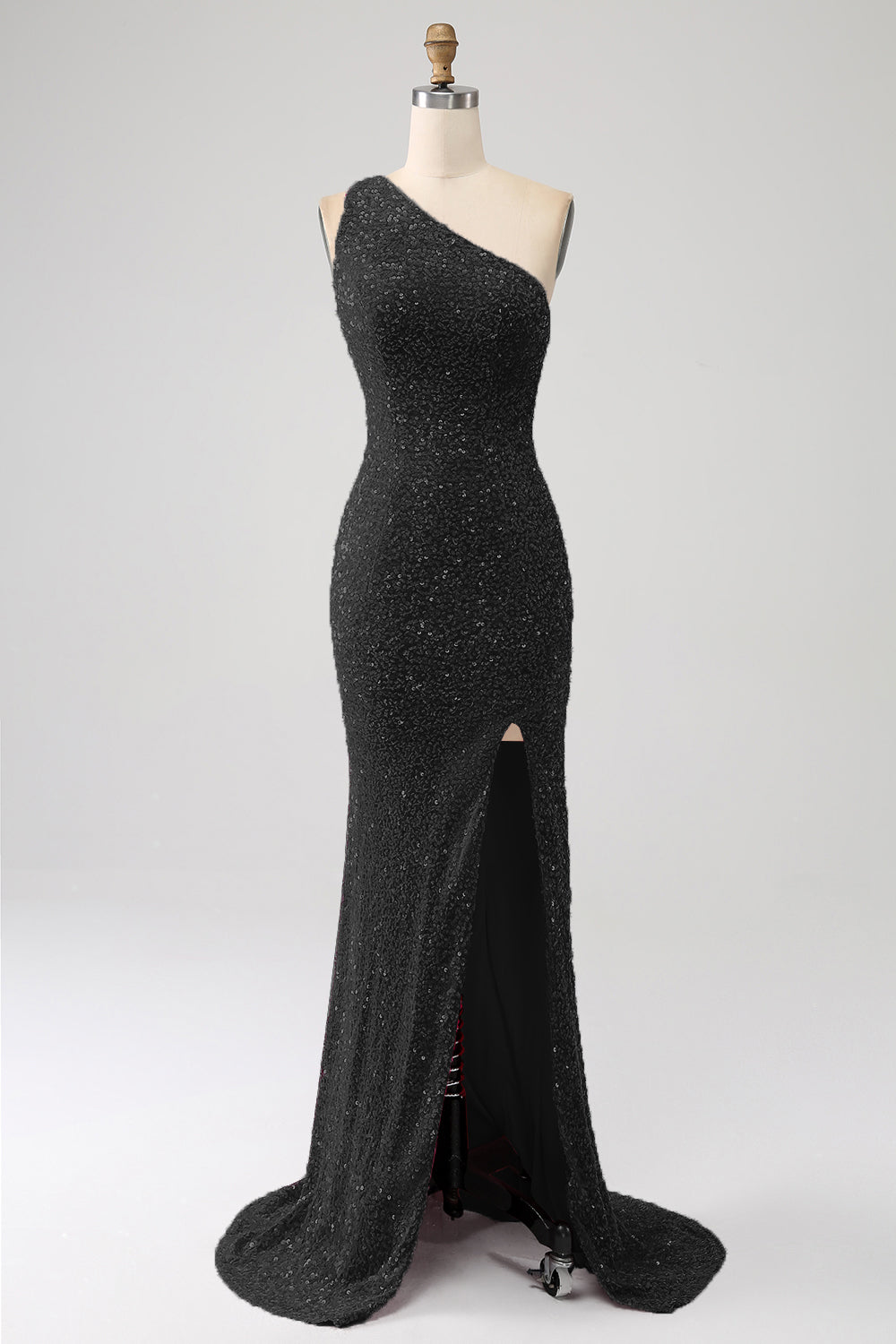 Sparkly Mermaid One Shoulder Sequins Prom Dress with Slit
