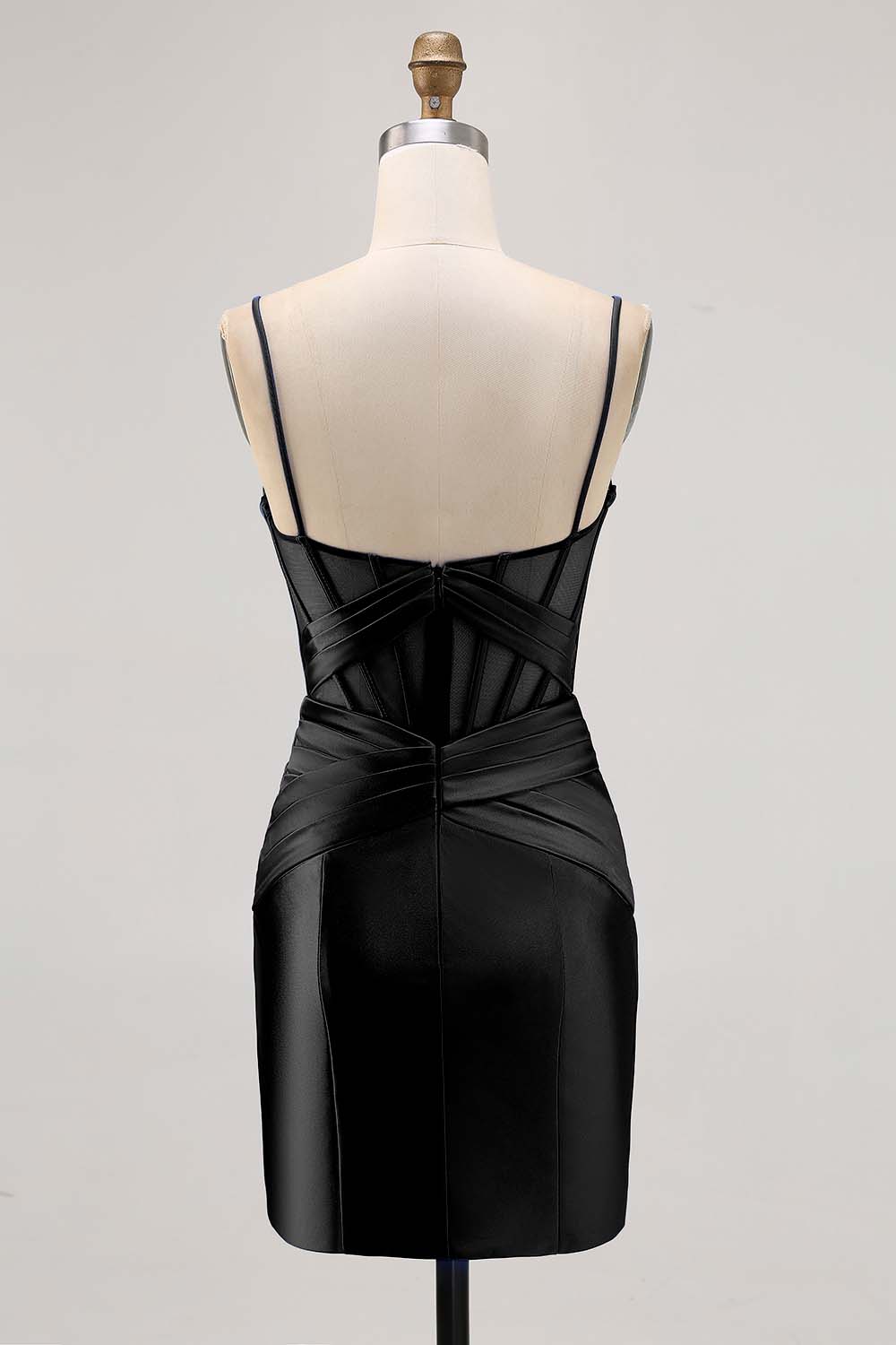 Royal Blue Satin Tight Ruched Corset Short Homecoming Dress with Slit