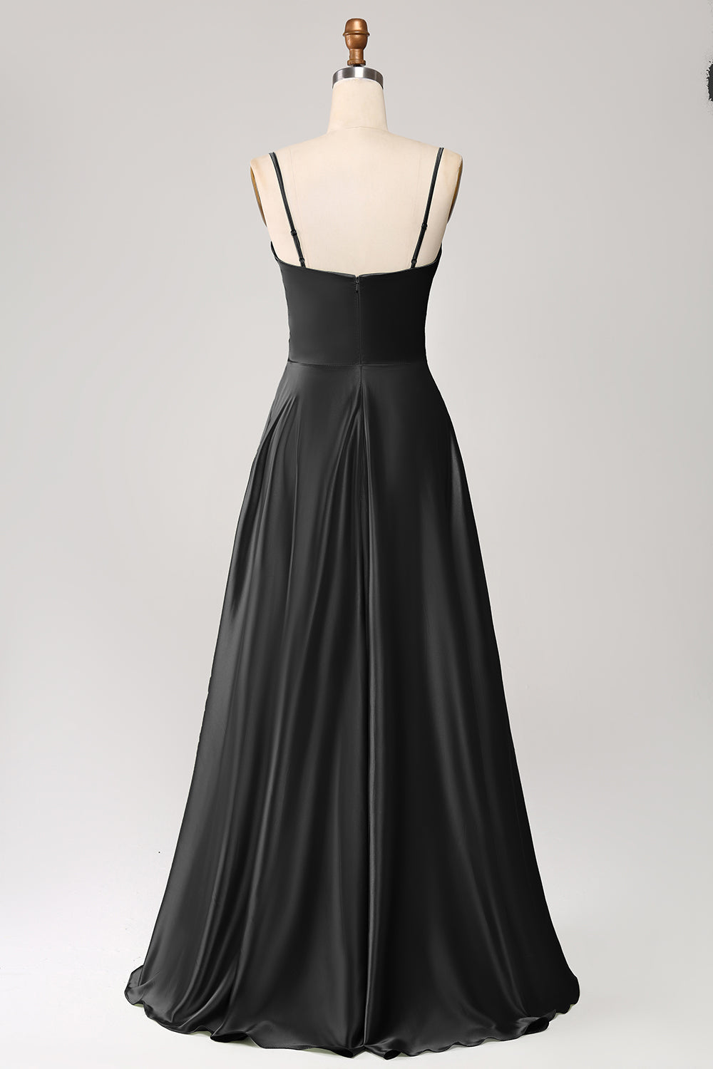Dusty Sage A Line Cowl Neck Satin Long Prom Dress with Pleated