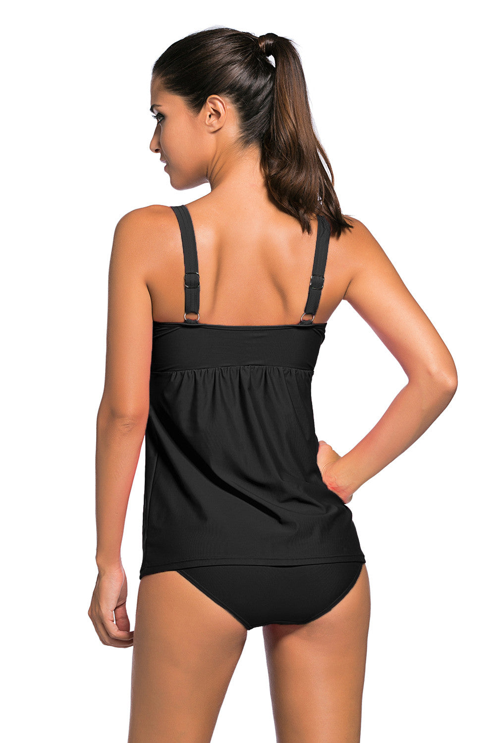 Black 2 Piece Swing Push Up Tankini Swimsuit