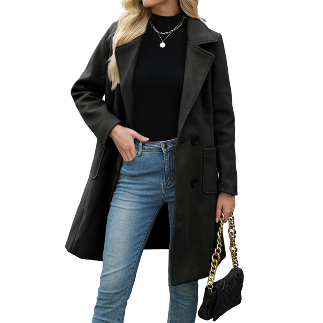 Notch Lapel Double Breasted Longline Coat 7