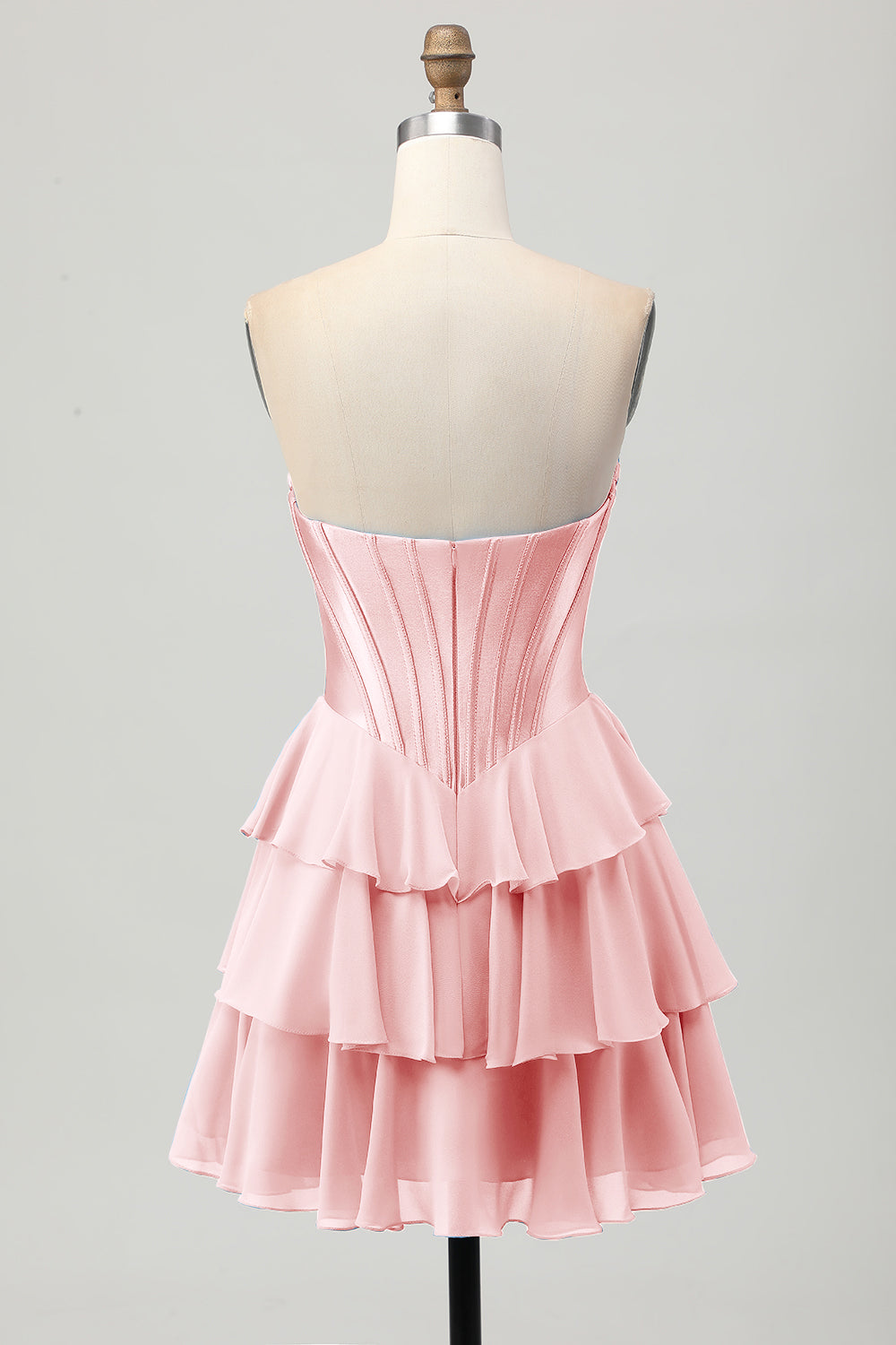 Blue Tiered Corset A Line Strapless Short Homecoming Dress