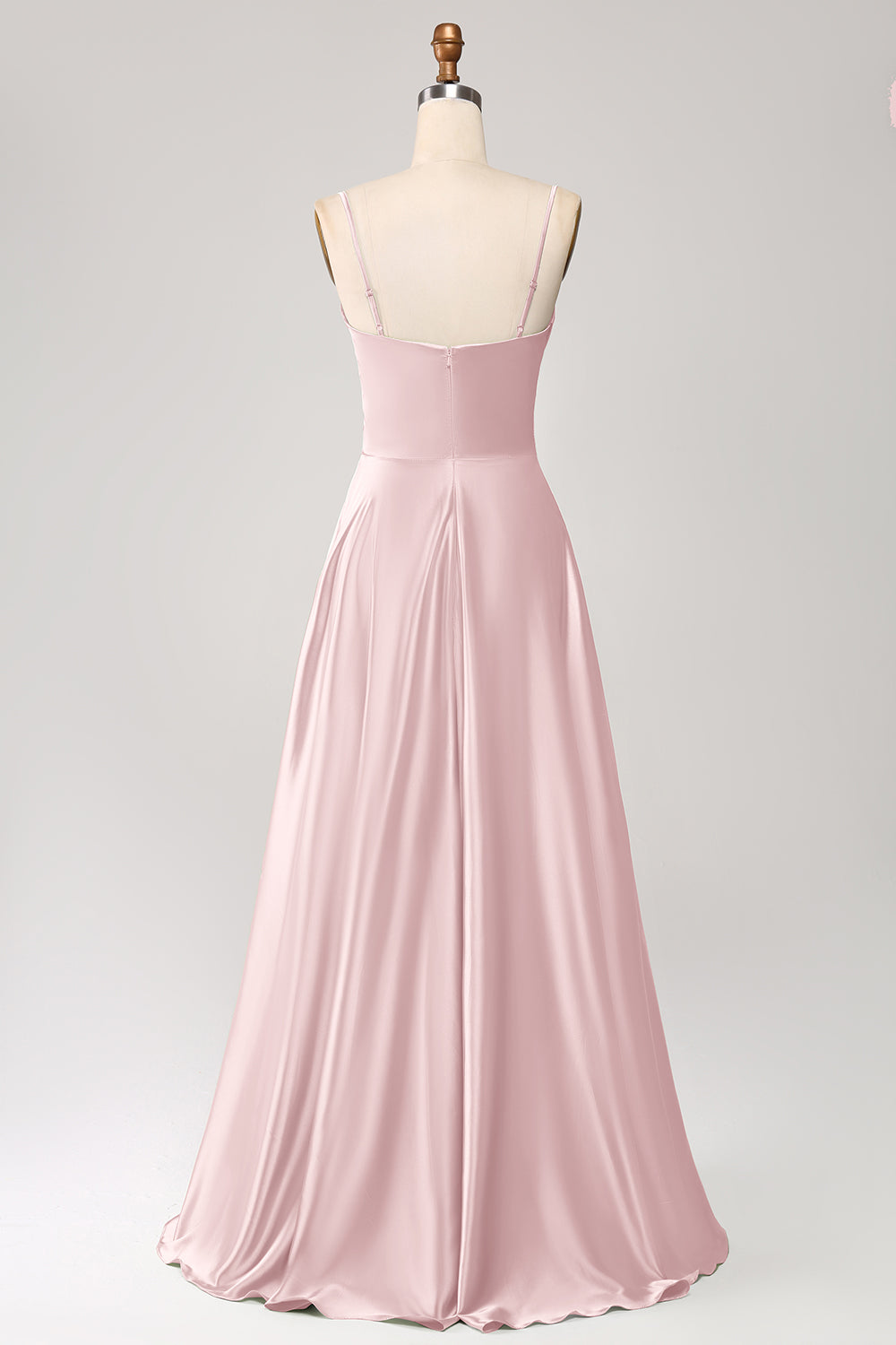 Dusty Sage A Line Cowl Neck Satin Long Prom Dress with Pleated