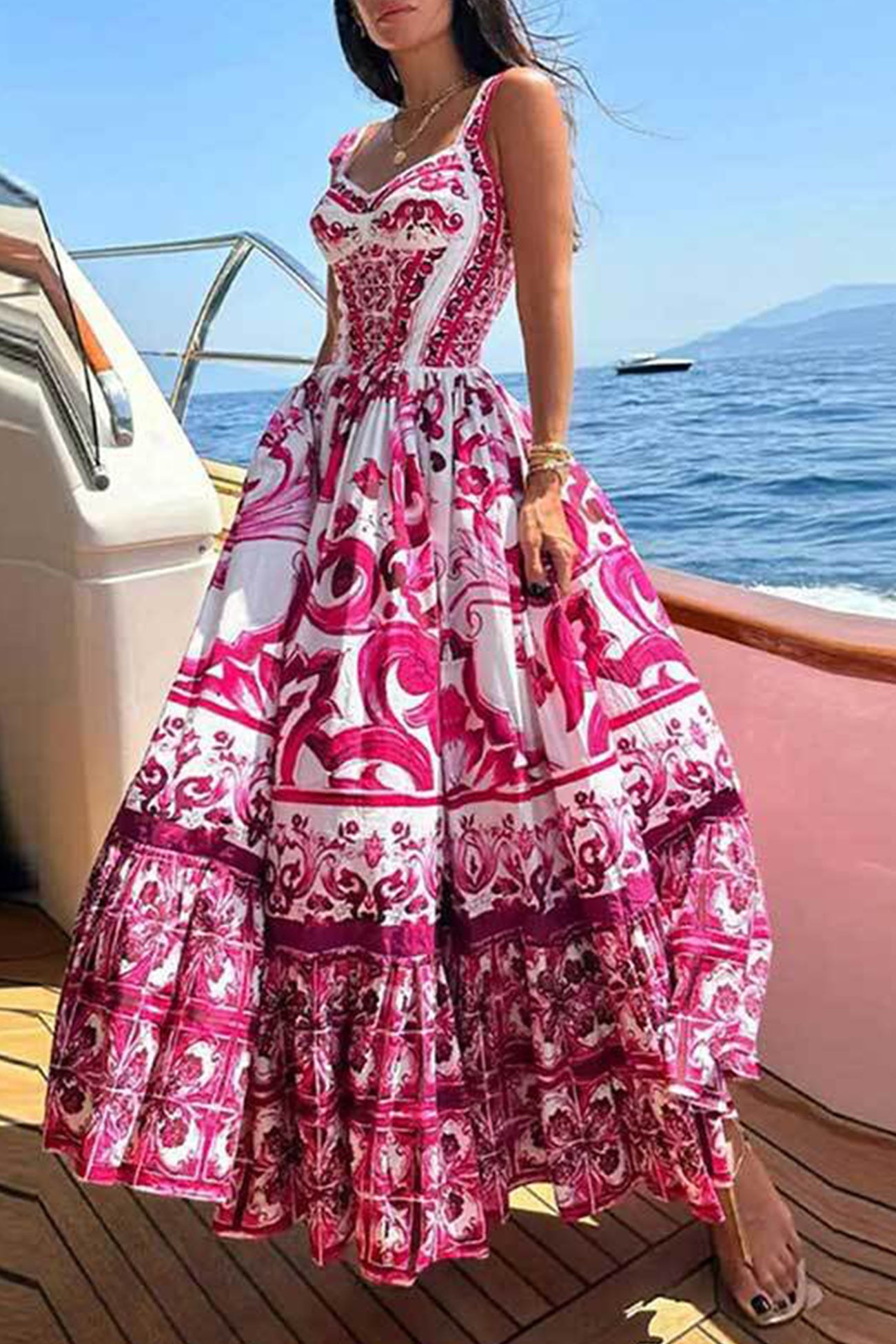 Bohemia V Neck Printed Cami Dress