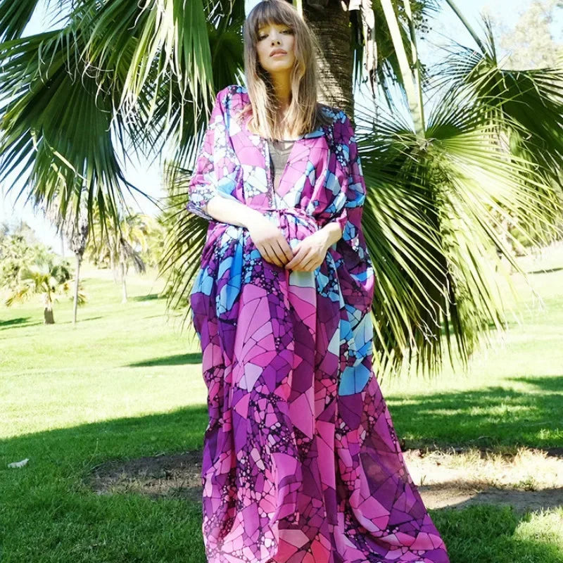 Chiffon Leopard Print Kimono Boho Beach Cover up