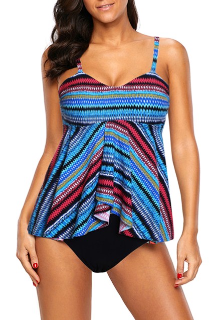 Boho Bandeau Flyaway Top  High Waist Tankini Set