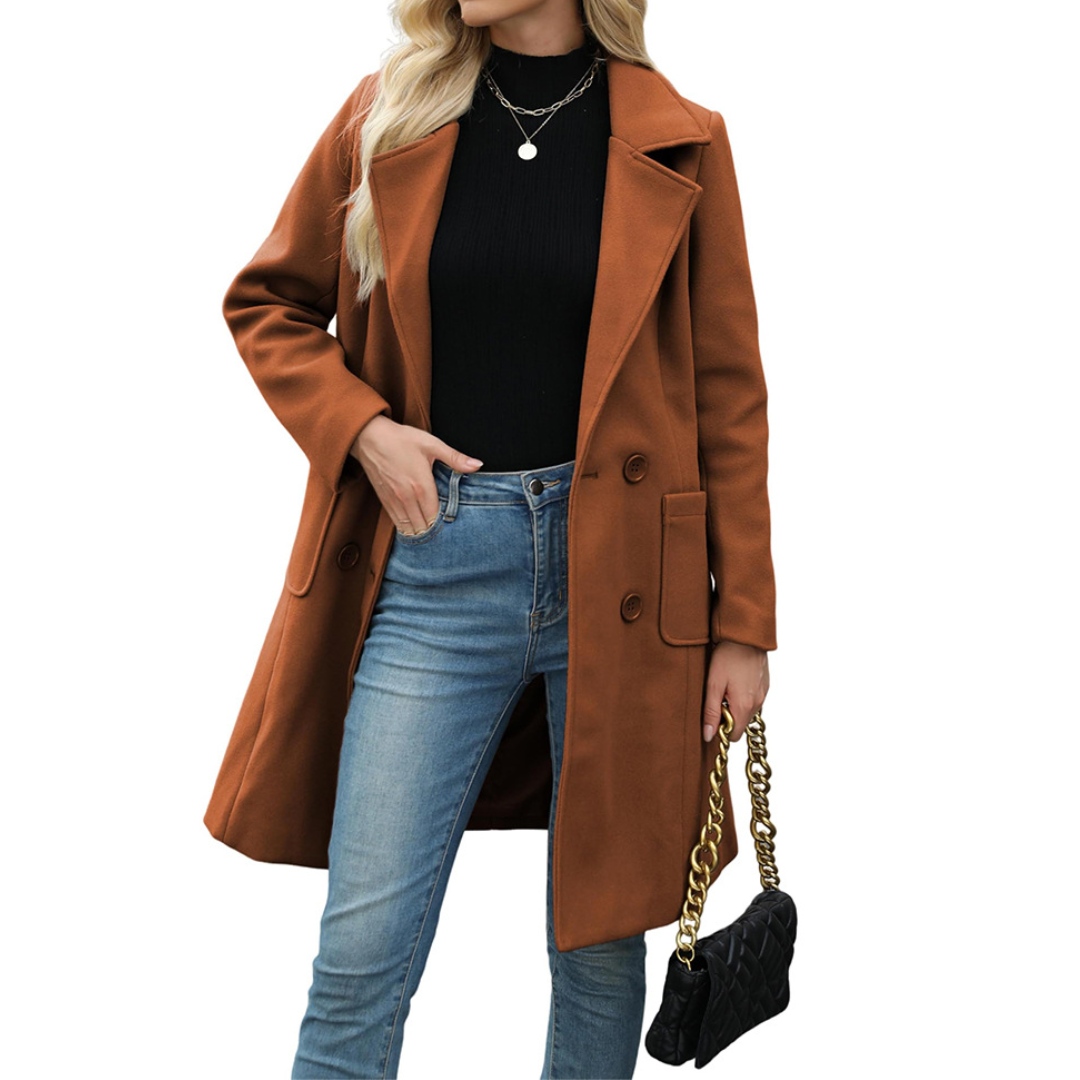 Notch Lapel Double Breasted Longline Coat 4