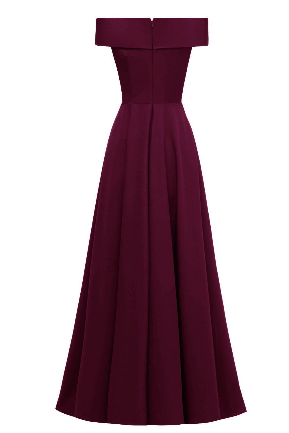 Burgundy A-line Off-the-shoulder Long Formal Dress