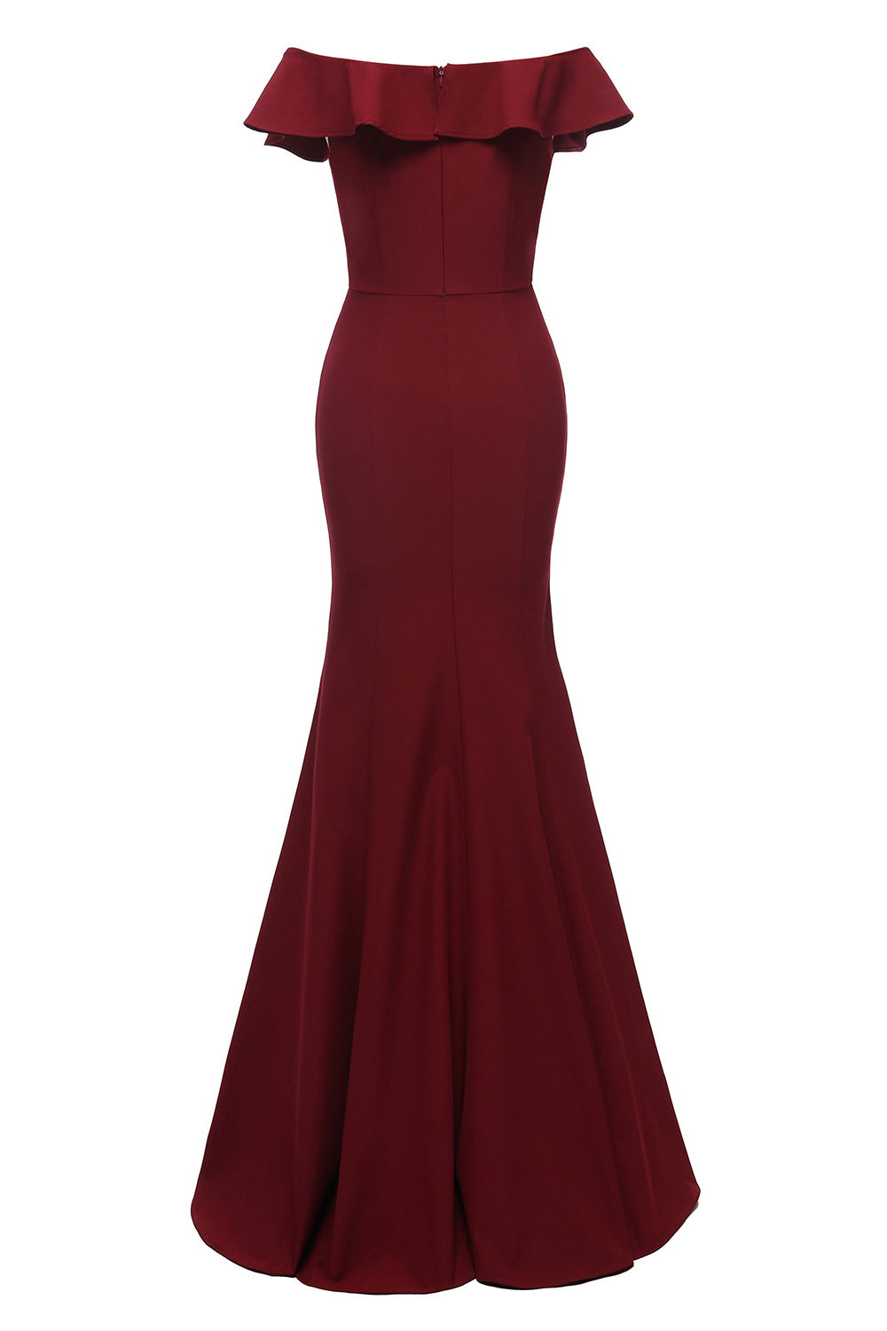 Off-Shoulder Ruffle Trim High-Slit Mermaid Gown