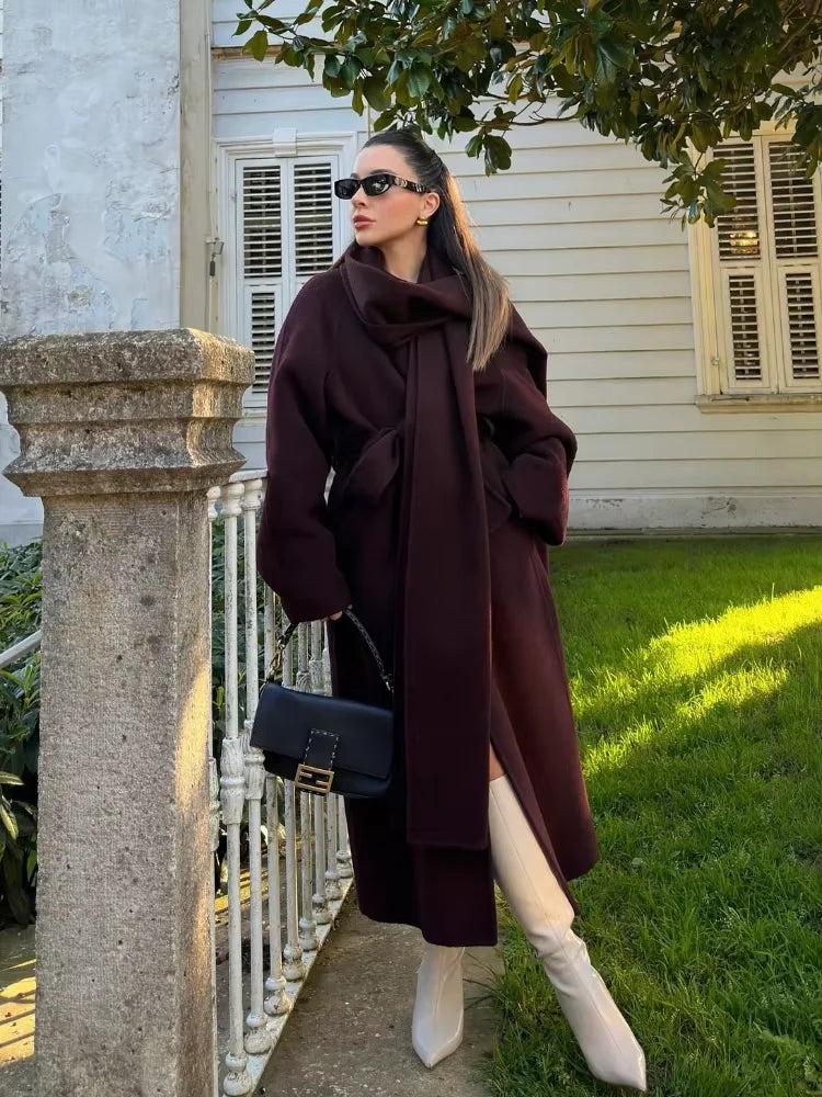 Brown Soft Fluffy Faux Fur Lapel Overcoat