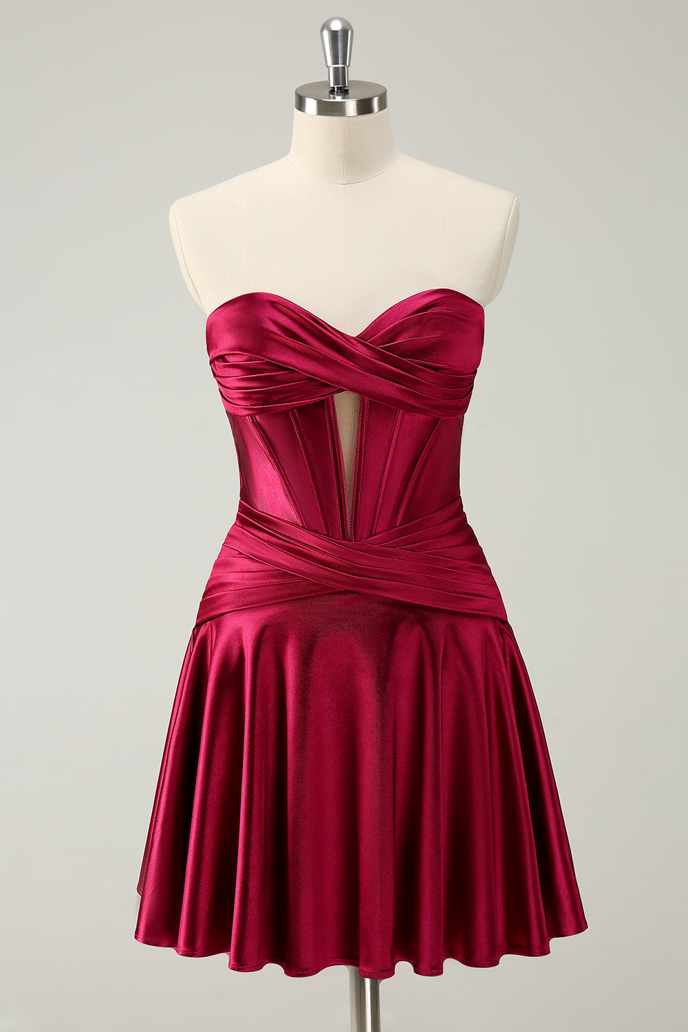 Fuchsia A-Line Sweetheart Corset Short Homecoming Dress - Fashionpara