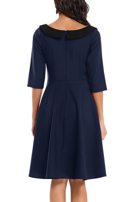 Burgundy Scoop Half Sleeve A-line Cocktail Dress