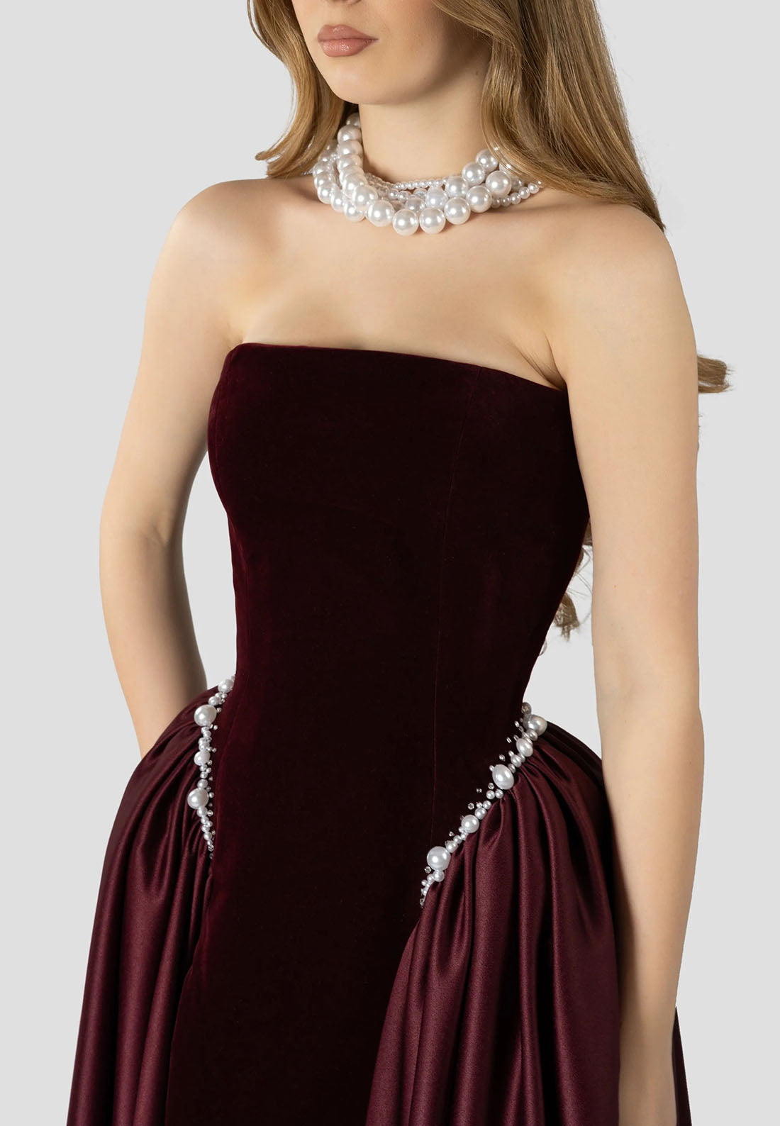 A-line Off the Shoulder Crisscross Back Formal Dresses Strapless Pleated Evening Gown