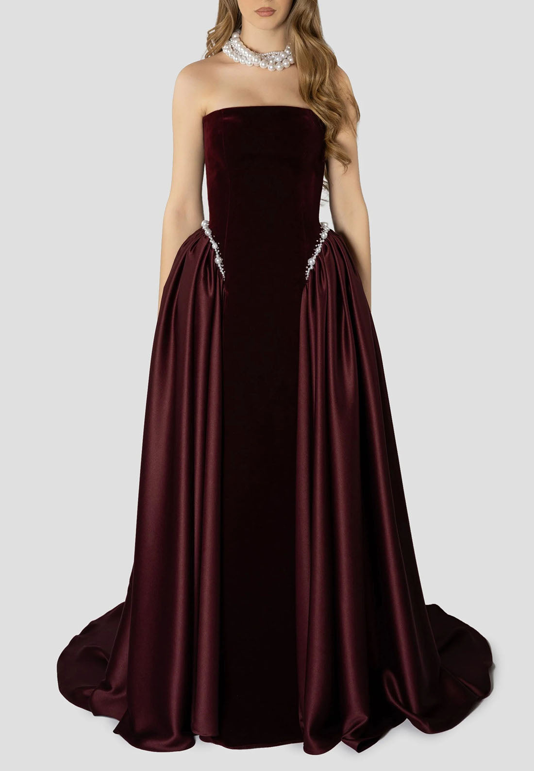 A-line Off the Shoulder Crisscross Back Formal Dresses Strapless Pleated Evening Gown