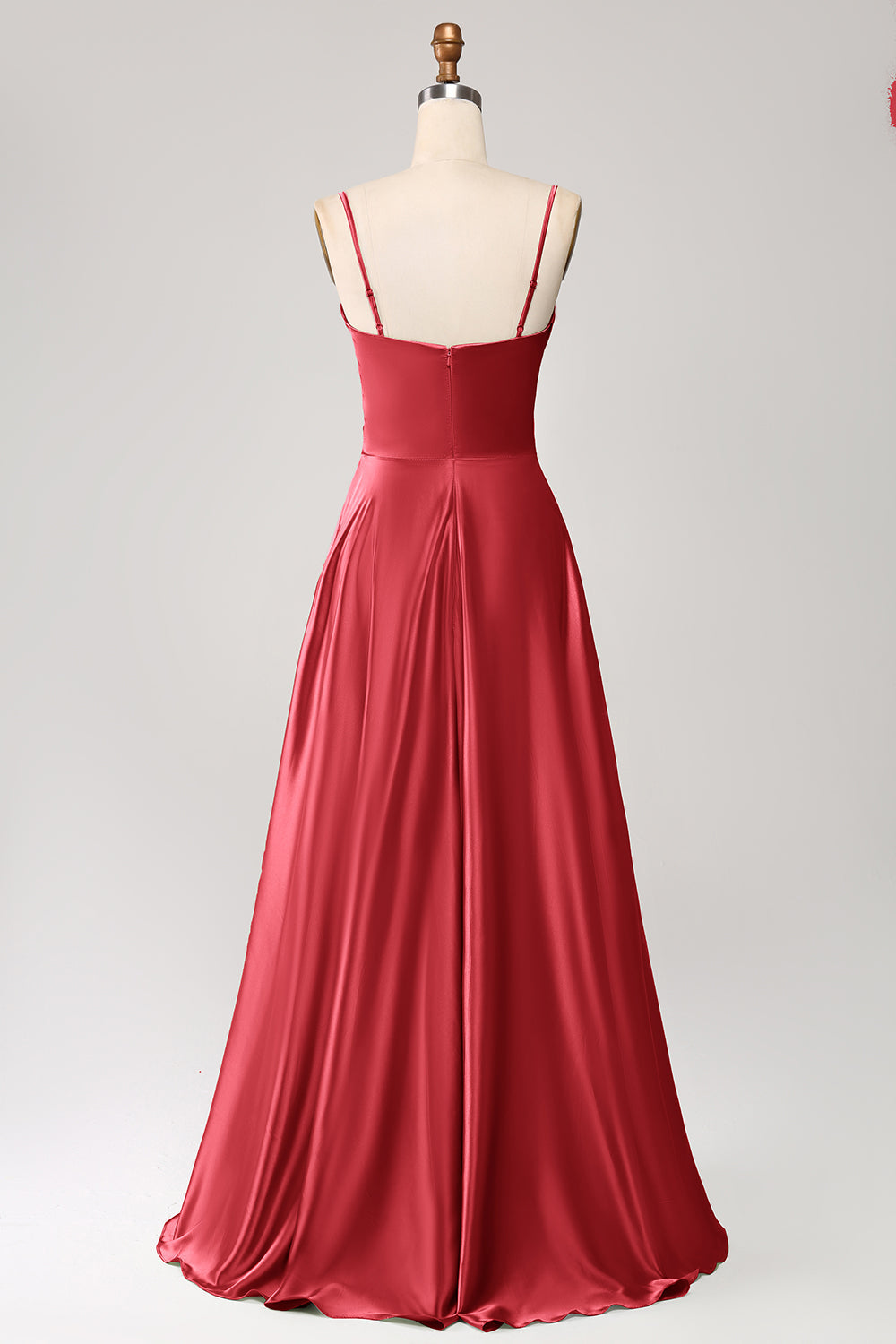 Dusty Sage A Line Cowl Neck Satin Long Prom Dress with Pleated
